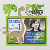 Brontosaurus Dinosaur First Birthday Kaart (Voorkant / Achterkant)