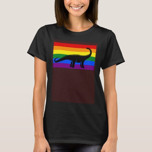 Brontosaurus Dinosaur  Gay Pride Flag Aesthetic T-shirt (Voorkant)