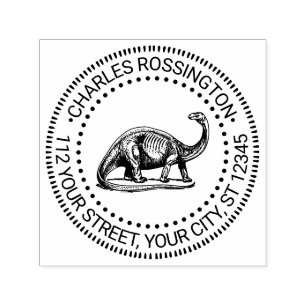 Brontosaurus Dinosaur Naam Terugkeeradres Zelfinktende Stempel
