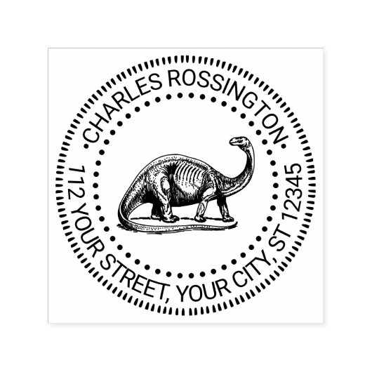 Brontosaurus Dinosaur Naam Terugkeeradres Zelfinktende Stempel (Design)
