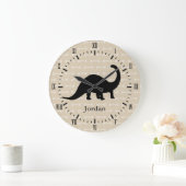 Brontosaurus Dinosaur White Botten Roman Numeras Grote Klok (Huis)