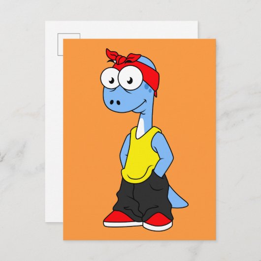Brontosaurus gekleed in hiphop kleding. briefkaart (Voorkant / Achterkant)