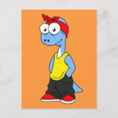 Brontosaurus gekleed in hiphop kleding. briefkaart (Voorkant)