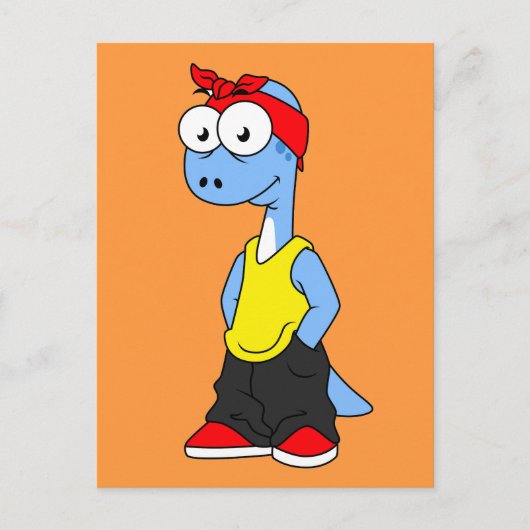 Brontosaurus gekleed in hiphop kleding. briefkaart (Voorkant)