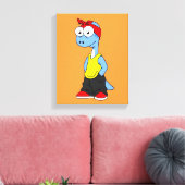 Brontosaurus gekleed in hiphop kleding. canvas afdruk (Insitu (Woonkamer))