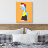 Brontosaurus gekleed in hiphop kleding. canvas afdruk (Insitu (Slaapkamer))