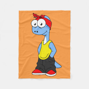 Brontosaurus gekleed in hiphop kleding. fleece deken