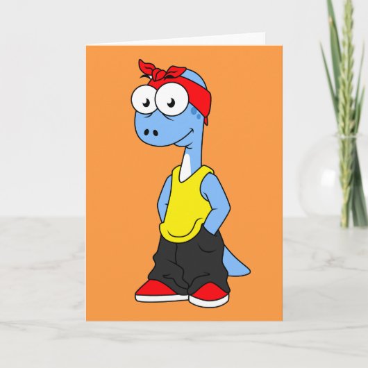 Brontosaurus gekleed in hiphop kleding. kaart (Voorkant)