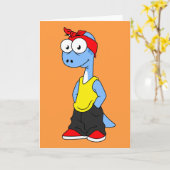 Brontosaurus gekleed in hiphop kleding. kaart (Gele Bloem)