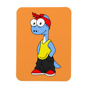 Brontosaurus gekleed in hiphop kleding. magneet