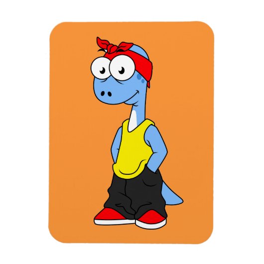 Brontosaurus gekleed in hiphop kleding. magneet (Verticaal)