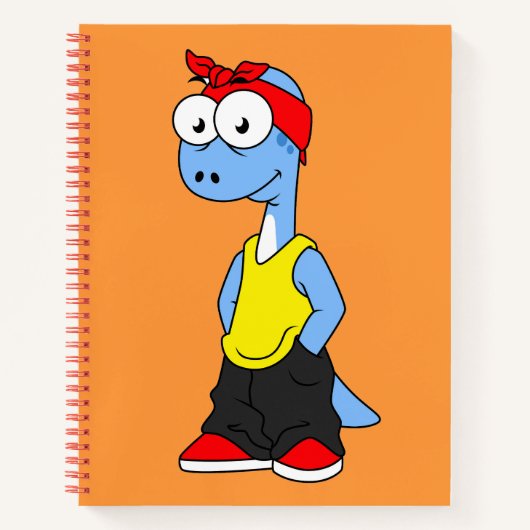 Brontosaurus gekleed in hiphop kleding. notitieboek (Voorkant)