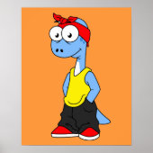 Brontosaurus gekleed in hiphop kleding. poster (Voorkant)