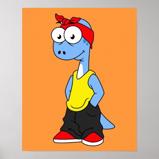 Brontosaurus gekleed in hiphop kleding. poster (Voorkant)