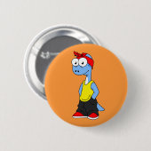 Brontosaurus gekleed in hiphop kleding. ronde button 5,7 cm (Voorkant /achterkant)