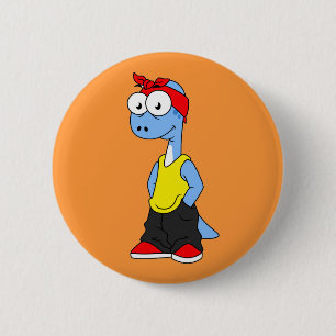 Brontosaurus gekleed in hiphop kleding. ronde button 5,7 cm