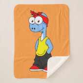 Brontosaurus gekleed in hiphop kleding. sherpa deken (Voorkant)