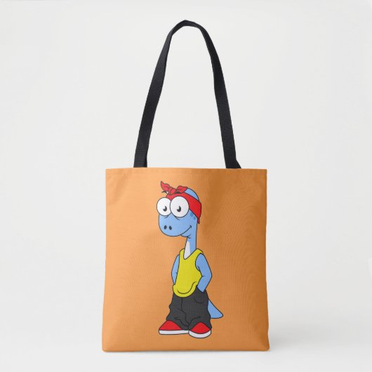 Brontosaurus gekleed in hiphop kleding. tote bag (Voorkant)