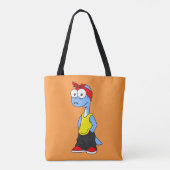 Brontosaurus gekleed in hiphop kleding. tote bag (Achterkant)