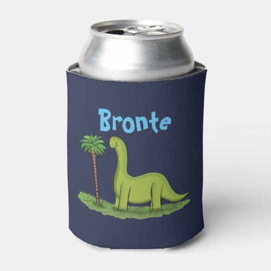 Brontosaurus happy dinosaur cartoon koelbox blikjeskoeler (Blikje Voorkant)