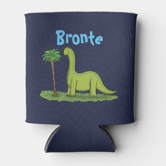 Brontosaurus happy dinosaur cartoon koelbox blikjeskoeler (Voorkant)