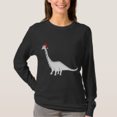 Brontosaurus in Santa Hat Kerstmis Pyjama T-shirt (Voorkant)
