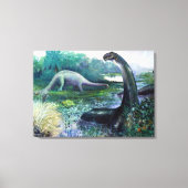 Brontosaurus in water canvas afdruk (Voorkant)