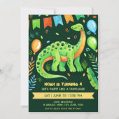 Brontosaurus Jurassic Boy Dinosaur Party Foto Kaart (Voorkant)