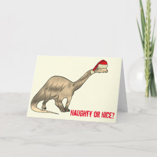 Brontosaurus Kerstman Grappige Dinosaurus Festieve Kaart
