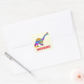 Brontosaurus Kerstman Regenboog Dinosaur Grappige Vierkante Sticker (Envelop)
