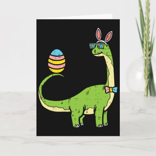 Brontosaurus Konijn Oren Ei Pasen Dag Dinosaur Di Kaart (Voorkant)