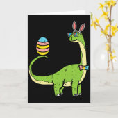 Brontosaurus Konijn Oren Ei Pasen Dag Dinosaur Di Kaart (Gele Bloem)