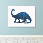 Brontosaurus - Navy Blue - Dinosaur Canvas Afdruk (Insitu (Houten vloer))