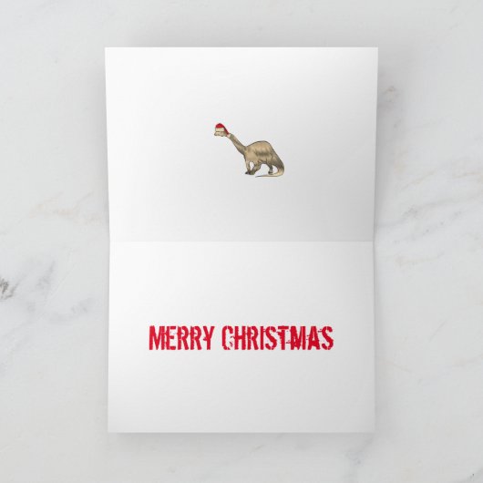Brontosaurus Santa Funny Dinosaur Festive Slogan Kaart (Binnen)