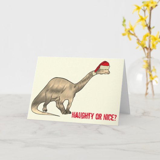 Brontosaurus Santa Funny Dinosaur Festive Slogan Kaart (Gele Bloem)