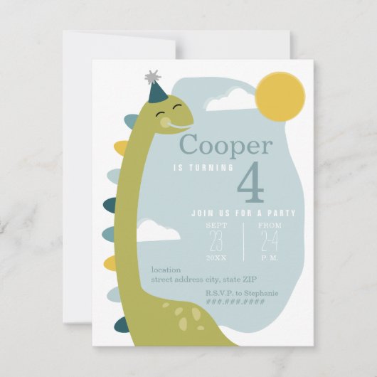 Brontosaurus Sky Dinosaur Birthday Kaart (Voorkant)