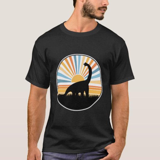 Brontosaurus - Sunset Retro Dino T-shirt (Voorkant)