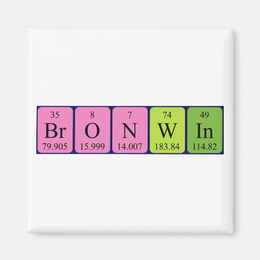 Bronwin periodieke lijstnaam magnet (Voorkant)