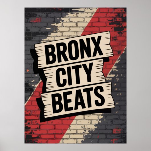 Bronx City Beats Graffiti Typografie Poster (Voorkant)