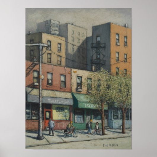 Bronx Gevels Straatscène Schilderij Poster (Voorkant)