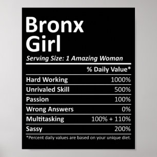 Bronx Meisje Ny New York Grappige Stad Thuis Roots Poster