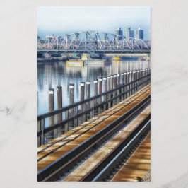 bronx new york city gebouwen rivier briefpapier