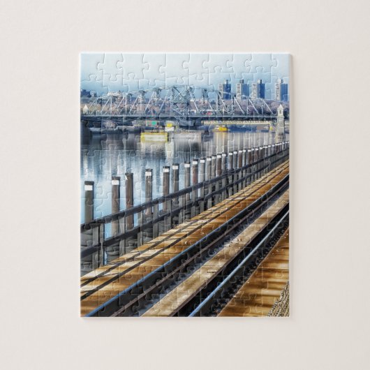 bronx new york city gebouwen rivier legpuzzel (Verticaal)