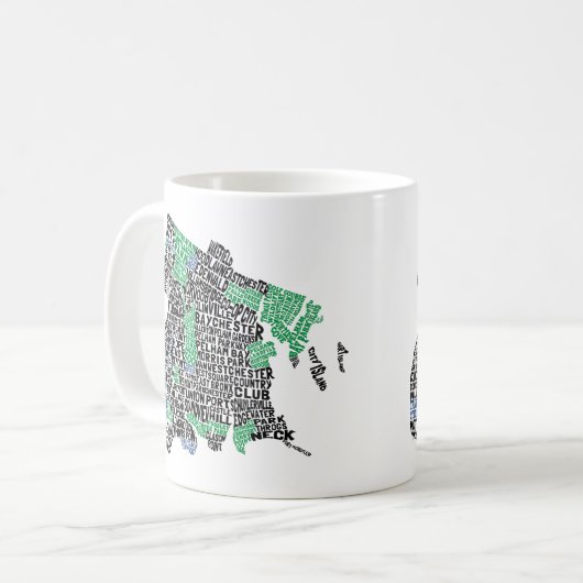 Bronx New York City Typografie Map Mok (Voorkant links)