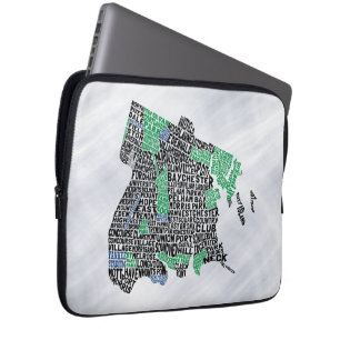Bronx New York City Typografische Map Laptop Sleeve