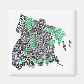 Bronx New York City Typografische Map Magneet (Voorkant)
