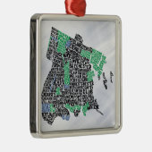 Bronx New York City Typografische Map Metalen Ornament (Rechts)