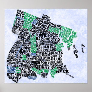 Bronx New York City Typografische Map Poster