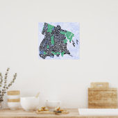 Bronx New York City Typografische Map Poster (Keuken)