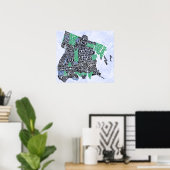 Bronx New York City Typografische Map Poster (Thuiskantoor)